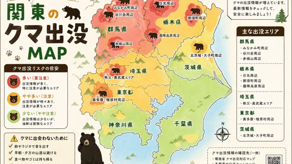 関東クマ出没マップ2026｜ツーリングで危ないエリアと安全ルート【秩父・奥多摩】 のアイキャッチ画像